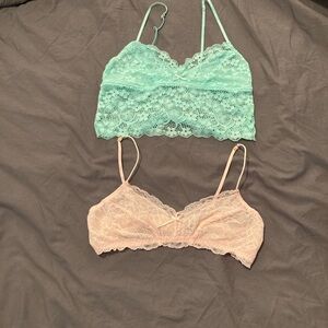 Honeydew Intimates Mint Green and Blush Lace Bralette Duo